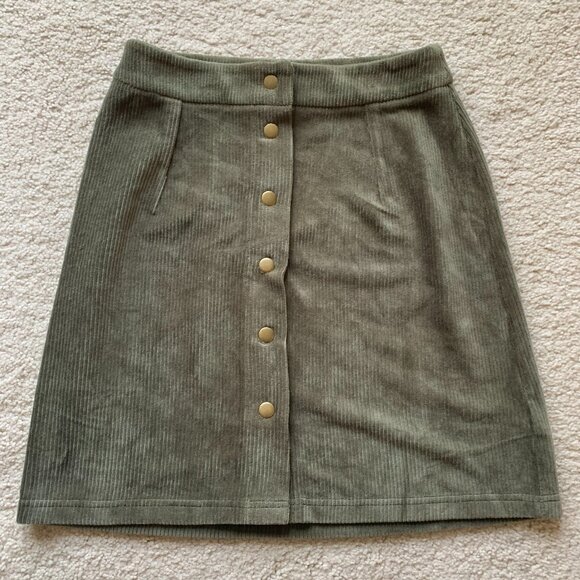 Venus Women's Lascana Corduroy Button-Up Skirt, Dark Green, size 2 NWT - Picture 2 of 6